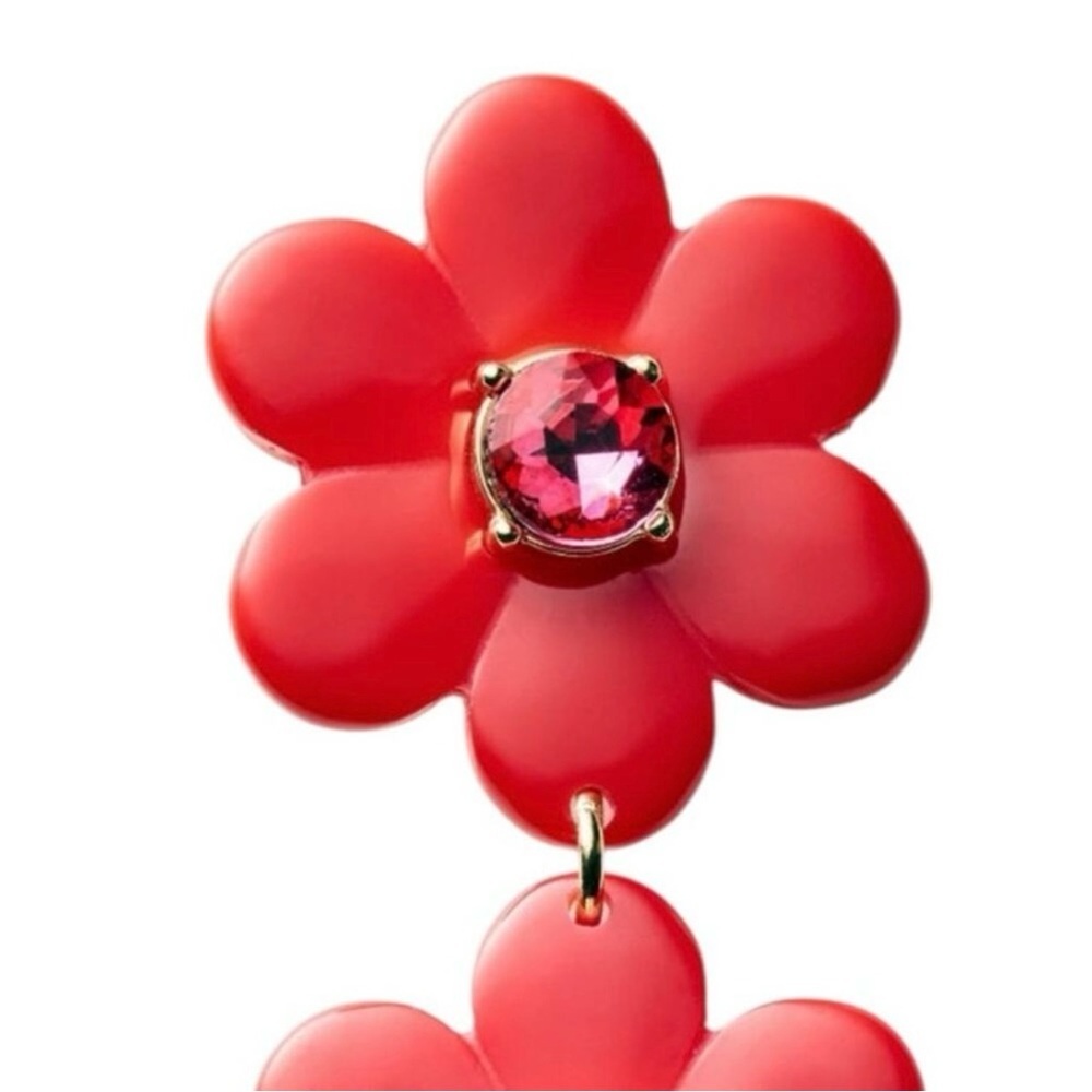 Kate Spade X Target Red Flower Earrings Limited Addition Whimsical Retro Fantasy - Picture 5 of 6